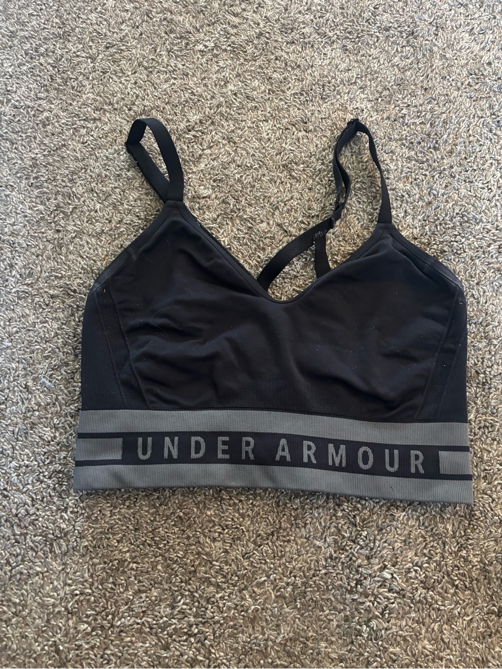 Under Armour Black Sports Bra with Gray Logo Band